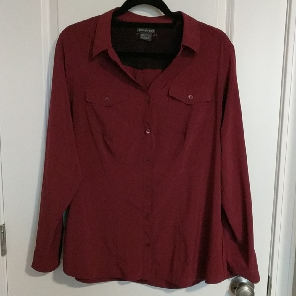 Exofficio Maroon Red Travel Button up Shirt